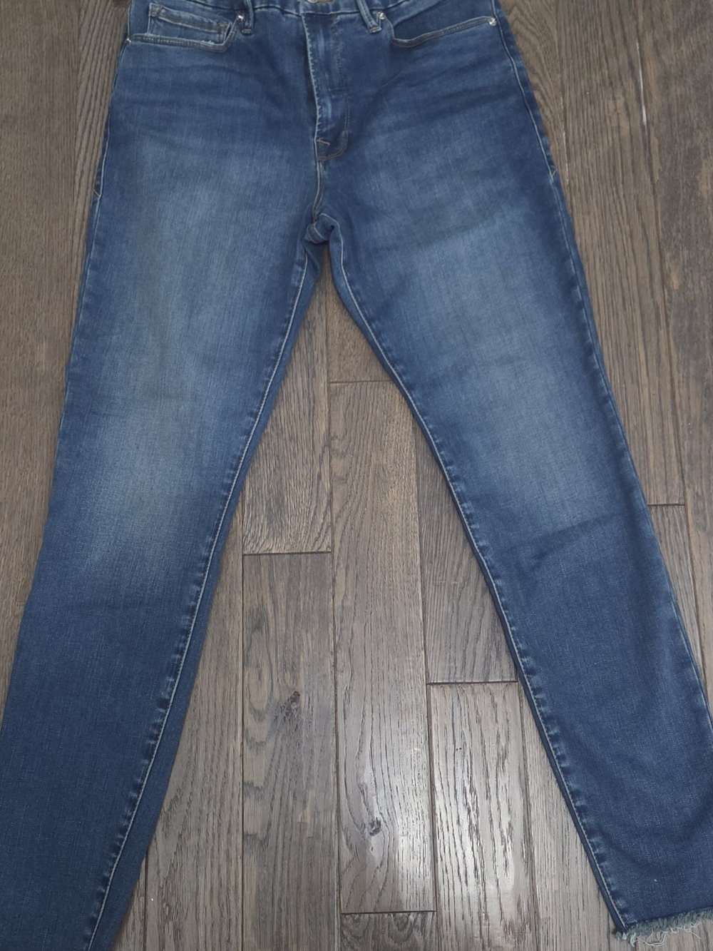 Good American Good Legs Skinny Jeans Raw Hem Blue Size 10 NWT